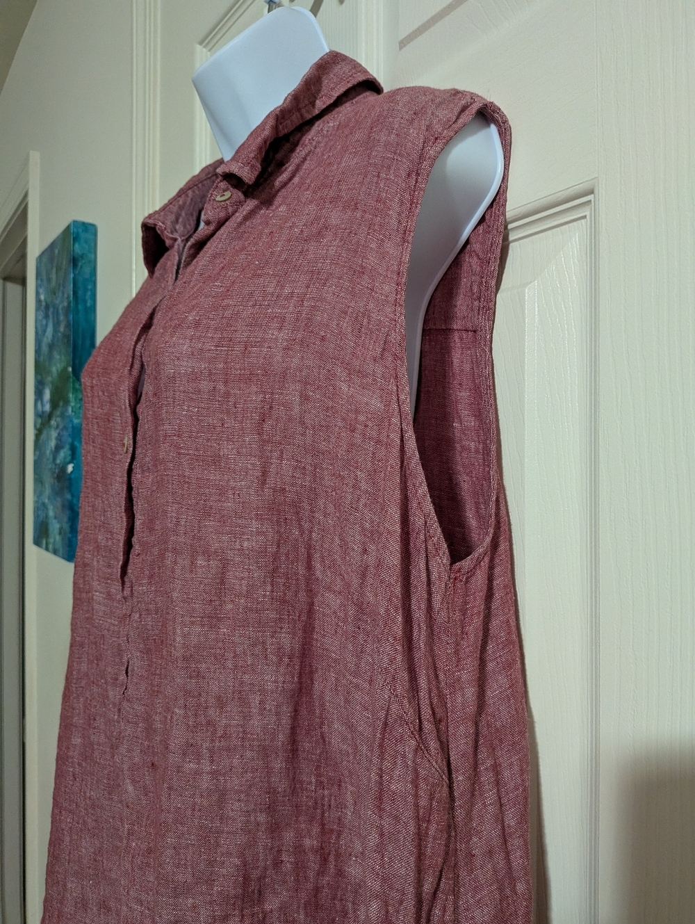 Tahari Sleeveless 100% Linen Shirt Dress Plus 3X - Picture 4 of 7